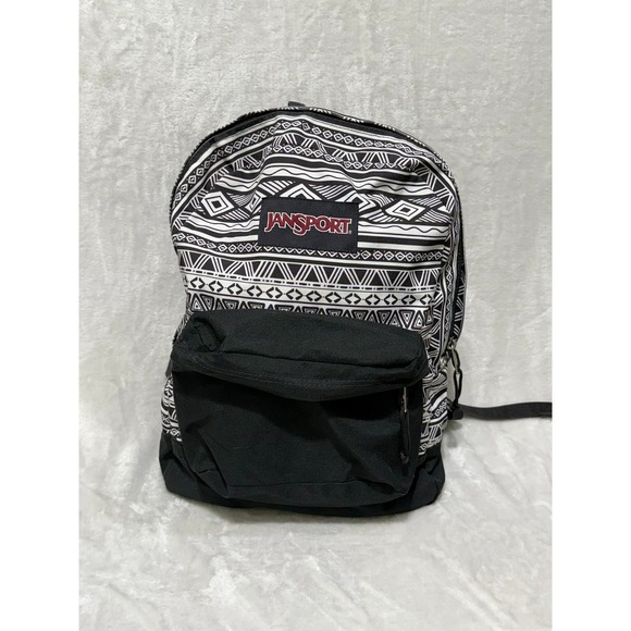 JanSport Kids Backpack Black White Patterned School Travel Bag - Picture 1 of 6